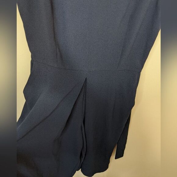 Oasis Jumpsuit Blue Belted Cropped Wide Leg Pockets Size 10 - Picture 8 of 12